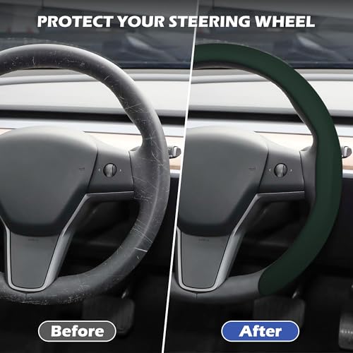 Frani Nappa Leather Steering Wheel Cover,Universal Fit 15 Inch-Premium Non-Slip Breathable Comfort Grip for Cars Trucks SUVs,Anti-Slip Durable Interior Upgrade Dark Green - Image 2