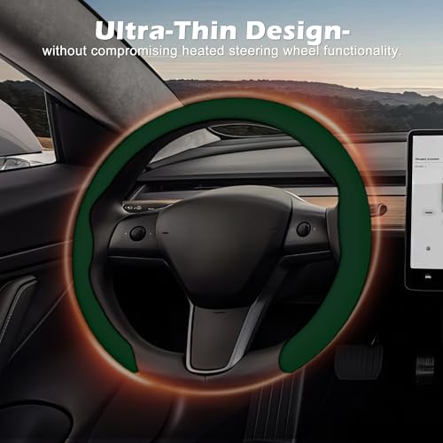 Frani Nappa Leather Steering Wheel Cover,Universal Fit 15 Inch-Premium Non-Slip Breathable Comfort Grip for Cars Trucks SUVs,Anti-Slip Durable Interior Upgrade Dark Green - Image 5