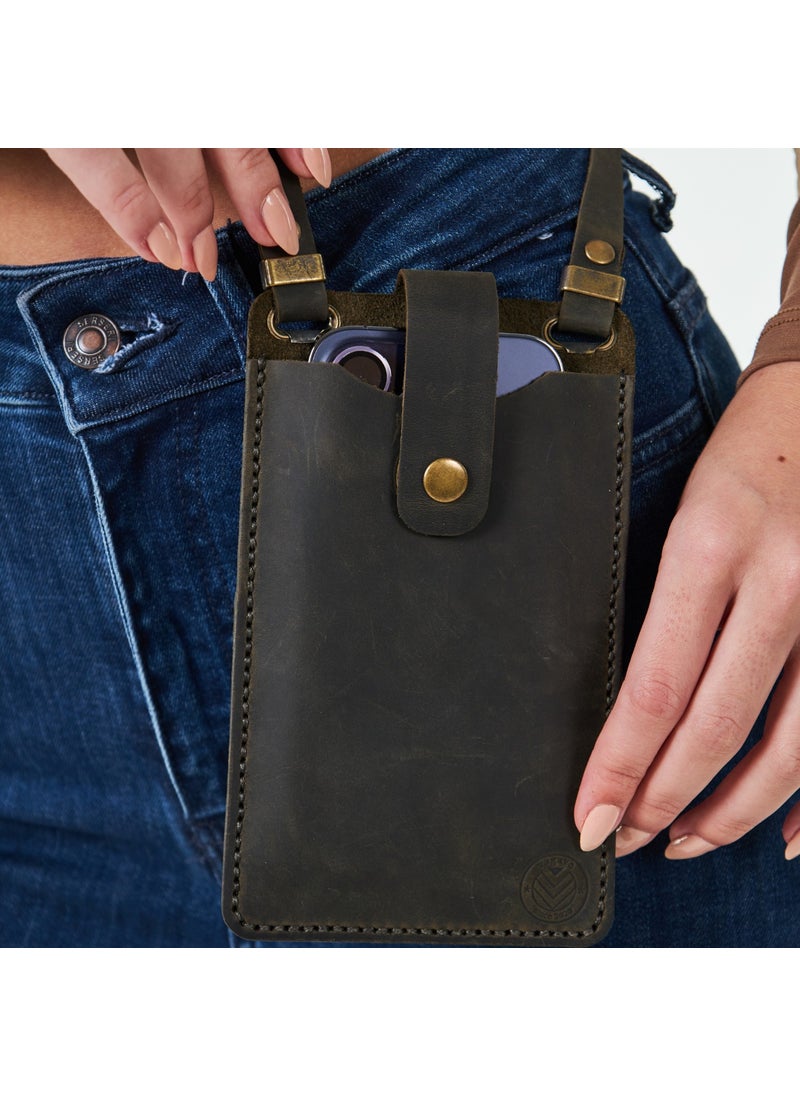 Vagave Women's Genuine Leather Phone Bag with Shoulder Strap and Money and Card Compartment  - Image 3