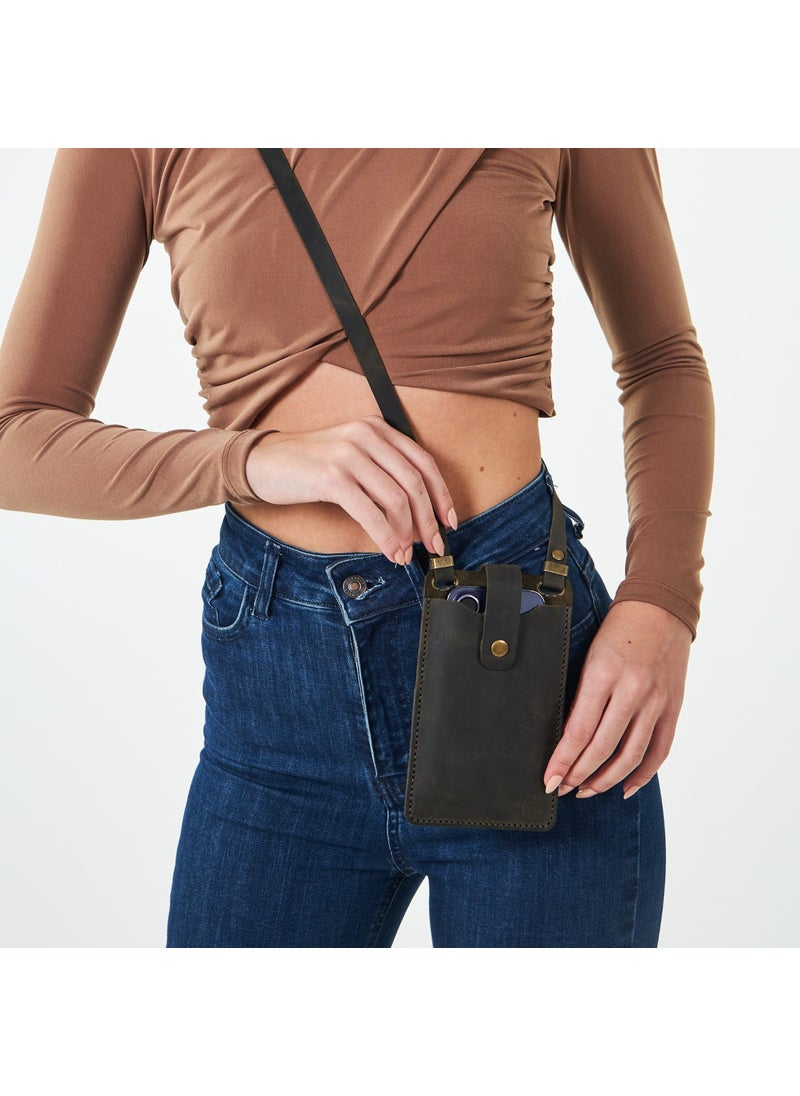Vagave Women's Genuine Leather Phone Bag with Shoulder Strap and Money and Card Compartment  - Image 4
