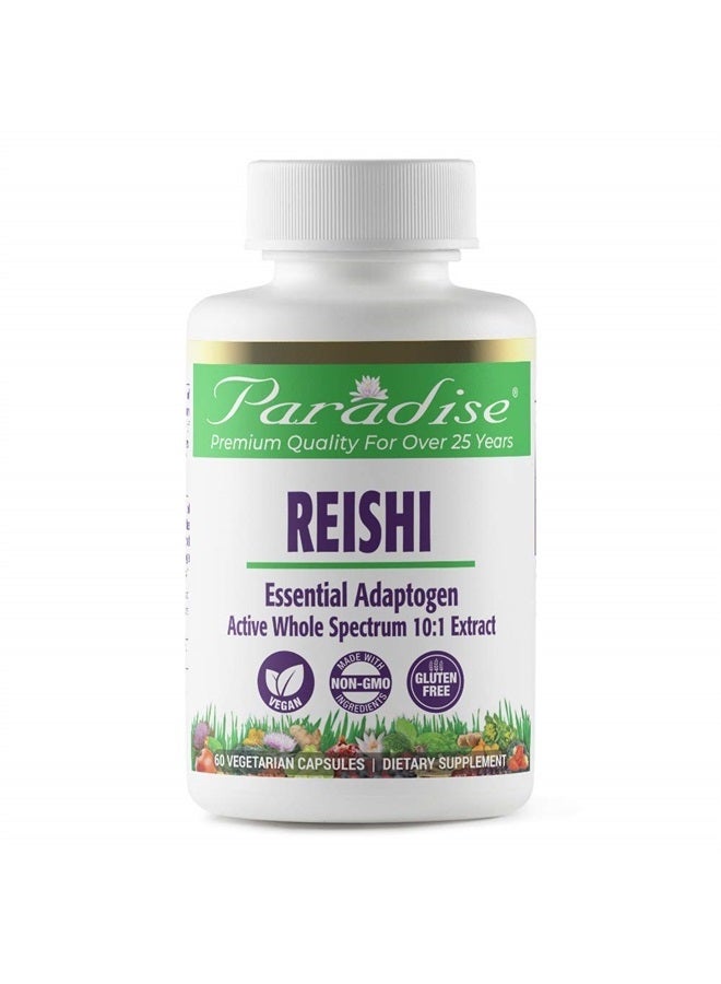 Paradise Herbs Reishi Essential Adaptogen, Non GMO, Vegan, Gluten Free, 60 Vegetarian Capsules - Image 1