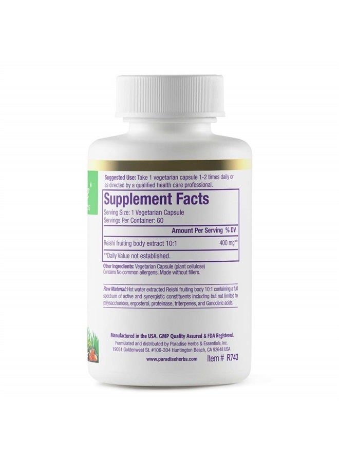 Paradise Herbs Reishi Essential Adaptogen, Non GMO, Vegan, Gluten Free, 60 Vegetarian Capsules - Image 2