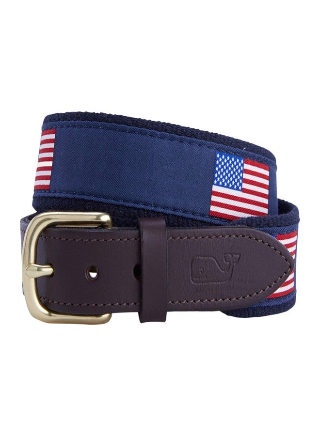 Vineyard Vines Boys American Flag Canvas Club Belt, Navy, 28 US - Image 1