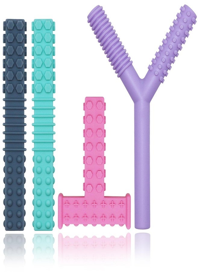 MaberryTech Direct Sensory Chew Toys for Autistic Children, 4 Pack Chew Tubes Sticks for Kids Soft Durable Silicone, Oral Motor Tools Teething Tube for Sensory Kids with Anxiety, ADHD, SPD, Nursing Teether Toys BPA Free - Image 1