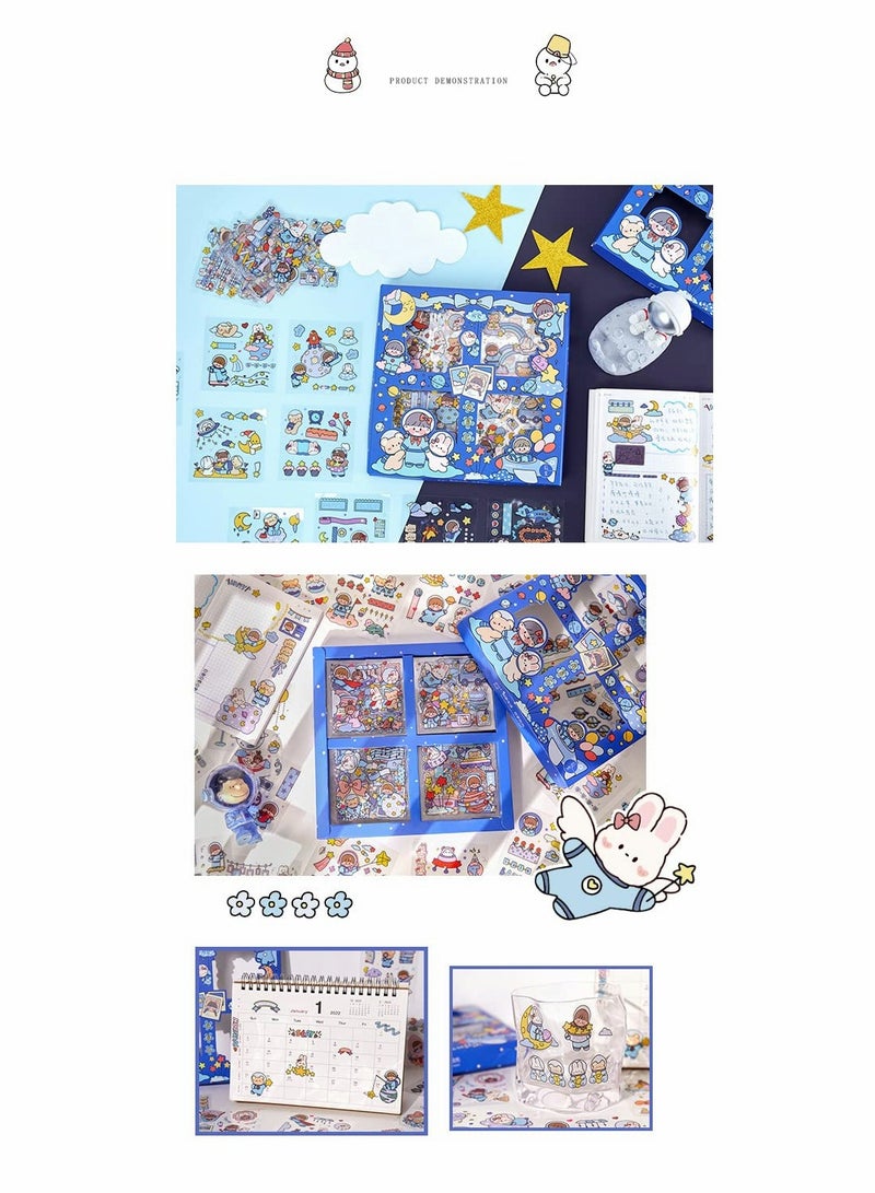 100 Sheets Stickers Set Cute Junk Journal Stickers Scrapbook Stickers, Kawaii PET Korean Girl Letter Stickers - Image 5