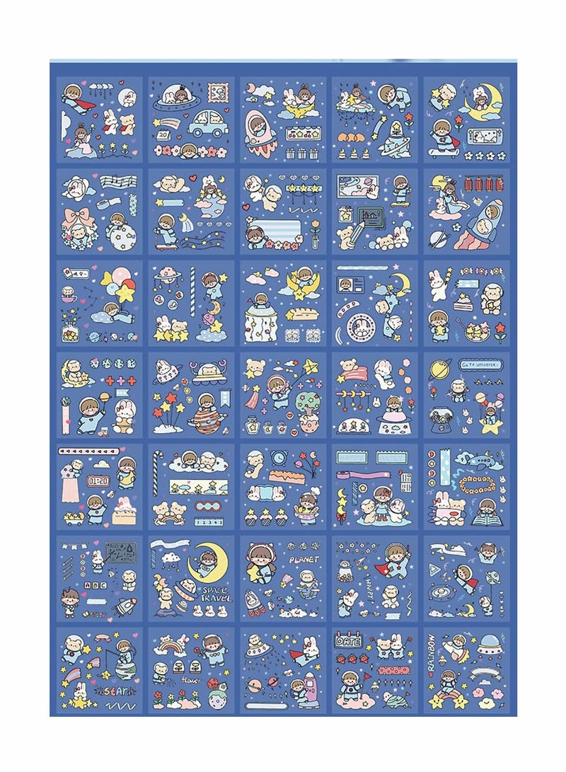 100 Sheets Stickers Set Cute Junk Journal Stickers Scrapbook Stickers, Kawaii PET Korean Girl Letter Stickers - Image 2