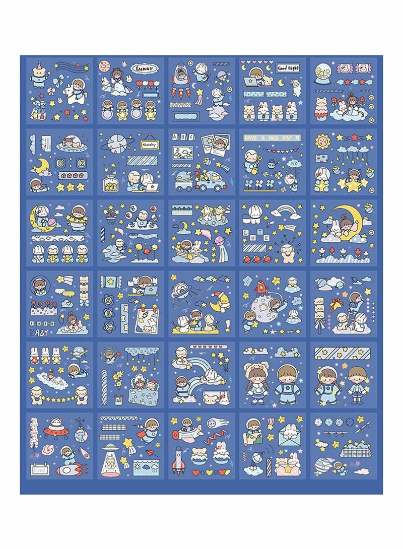 100 Sheets Stickers Set Cute Junk Journal Stickers Scrapbook Stickers, Kawaii PET Korean Girl Letter Stickers - Image 3
