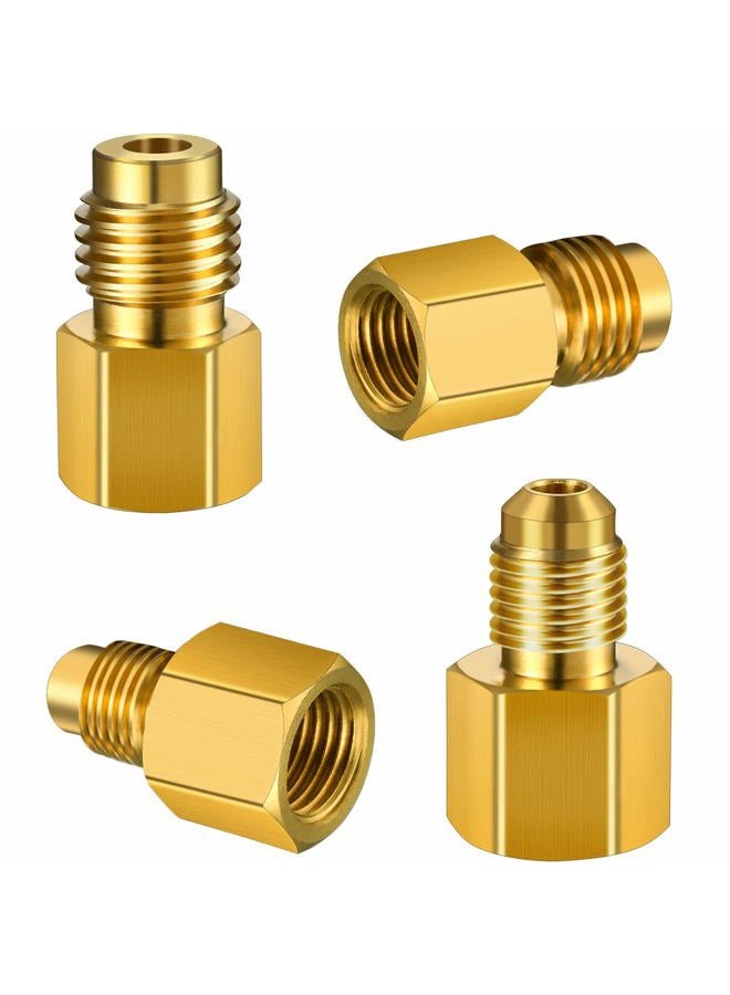 Mudder 4 Pieces 6015 R134A Brass Refrigerant Tank Adapter to R12 Fitting Adapter 1/2 Female to 1/4 Male Flare Adaptor Valve Core and 6014 Vacuum Pump Adapter 1/4 Inch Flare Female to 1/2 Inch Male - Image 1