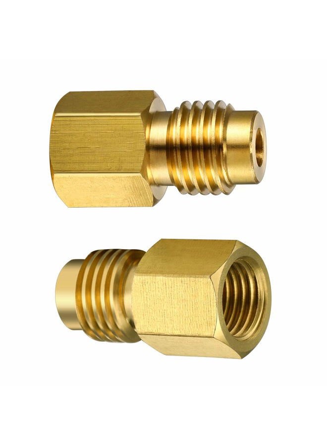 Mudder 4 Pieces 6015 R134A Brass Refrigerant Tank Adapter to R12 Fitting Adapter 1/2 Female to 1/4 Male Flare Adaptor Valve Core and 6014 Vacuum Pump Adapter 1/4 Inch Flare Female to 1/2 Inch Male - Image 3