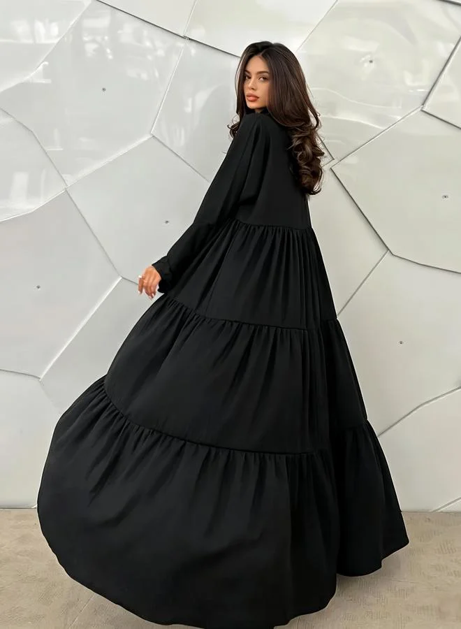 Take Two  Black Tiered Abaya for Women | Best Price UAE