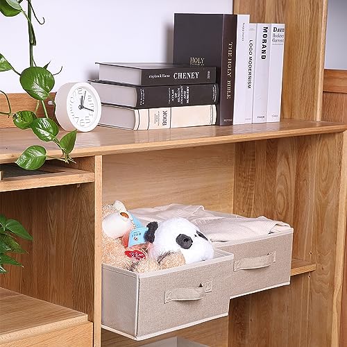 BOMKEE Clothings Collapsible Storage Bins, Foldable Organizers and Storage Baskets Cube Storage Bin for Bedroom Living Room (4 Pack, Beige, 15.4x11.4x5.5inch) - Image 4