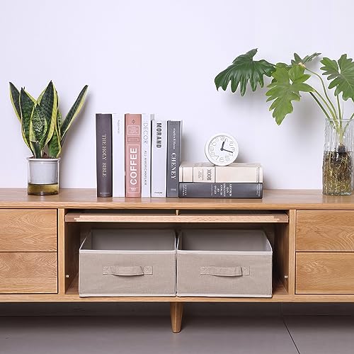 BOMKEE Clothings Collapsible Storage Bins, Foldable Organizers and Storage Baskets Cube Storage Bin for Bedroom Living Room (4 Pack, Beige, 15.4x11.4x5.5inch) - Image 5