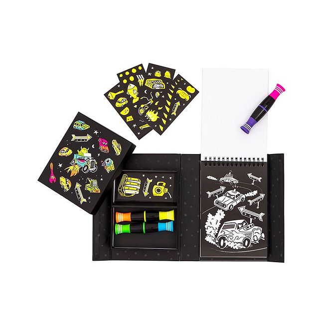 Tiger Tribe Neon Colouring Set Road Stars - Activity Kit with Markers & Stickers for Ages 3-6, 14x21cm - Image 2