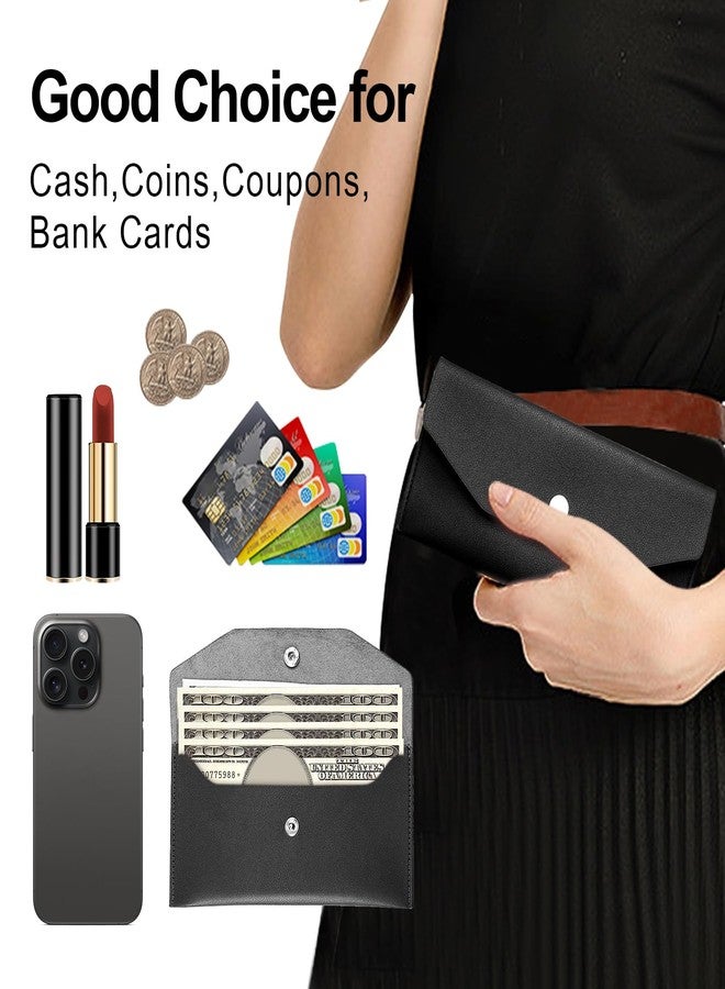 Nolcha Cash Holder Women,Cash Wallets for Women, Reusable Cash Holder Wallet, Men's and Women's Pu Leather Cash Envelope Wallet, Cash Stuffing Wallet for Budget Cash Holder (Black) - Image 3
