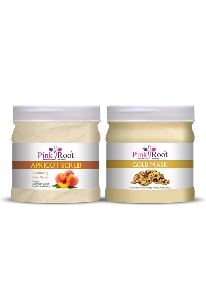 Pink Root Pink Root Gold Mask 500gm with Apricot Scrub 500gm  - Image 1