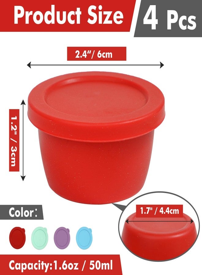 KOLUTI Nonstick Silicone 1.6oz Salad Dressing Container To Go, 4 Pcs Small Condiment Cup with Lid, Sauce Storage Box for Lunch Bento, Leak-proof, BPA Free, Dishwasher & Microwave & Oven Safe - Image 3