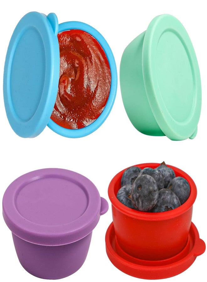 KOLUTI Nonstick Silicone 1.6oz Salad Dressing Container To Go, 4 Pcs Small Condiment Cup with Lid, Sauce Storage Box for Lunch Bento, Leak-proof, BPA Free, Dishwasher & Microwave & Oven Safe - Image 1