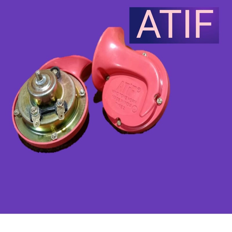 ATIF Horn For Universal For Bike, Universal For Car, Universal for Bus, Universal for Trucks Creta (RED HORN WITH RELAY) - Image 2