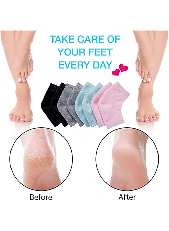 Bingcute Moisturizing Socks Lotion Gel For Dry Cracked Heels 4 Pack Spa Gel Socks Humectant Moisturizer Heel Balm Foot Treatment Care Heel Softener Compression Cotton One Size - Image 4