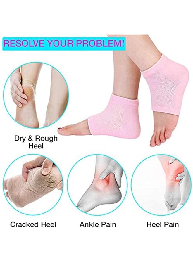Bingcute Moisturizing Socks Lotion Gel For Dry Cracked Heels 4 Pack Spa Gel Socks Humectant Moisturizer Heel Balm Foot Treatment Care Heel Softener Compression Cotton One Size - Image 3