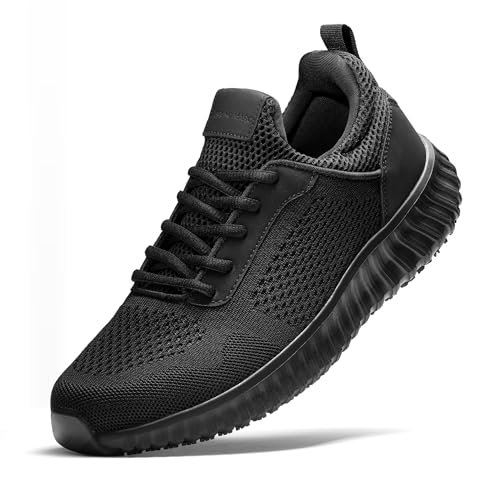 Bruno Marc Men's Non Slip Work Shoes Walking Zapatos Trabajo Black & Lightweight Food Service Chef Kitchen Restaurant Resistant Sneakers,Size 8.5,Black,SBWO2302M - Image 1