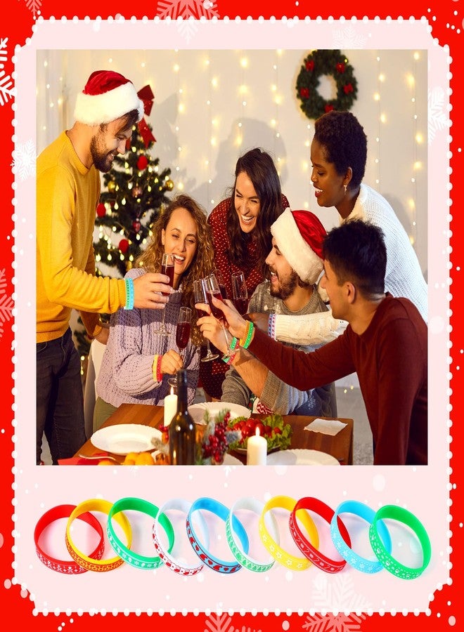 Equsion 100 Set Christmas Silicone Bracelets with Christmas Tags Xmas Rubber Wristbands Bulk for Stocking Stuffers Bracelets Silicone Wristband New Year Holiday Birthday Decoration Gift Supplies - Image 4