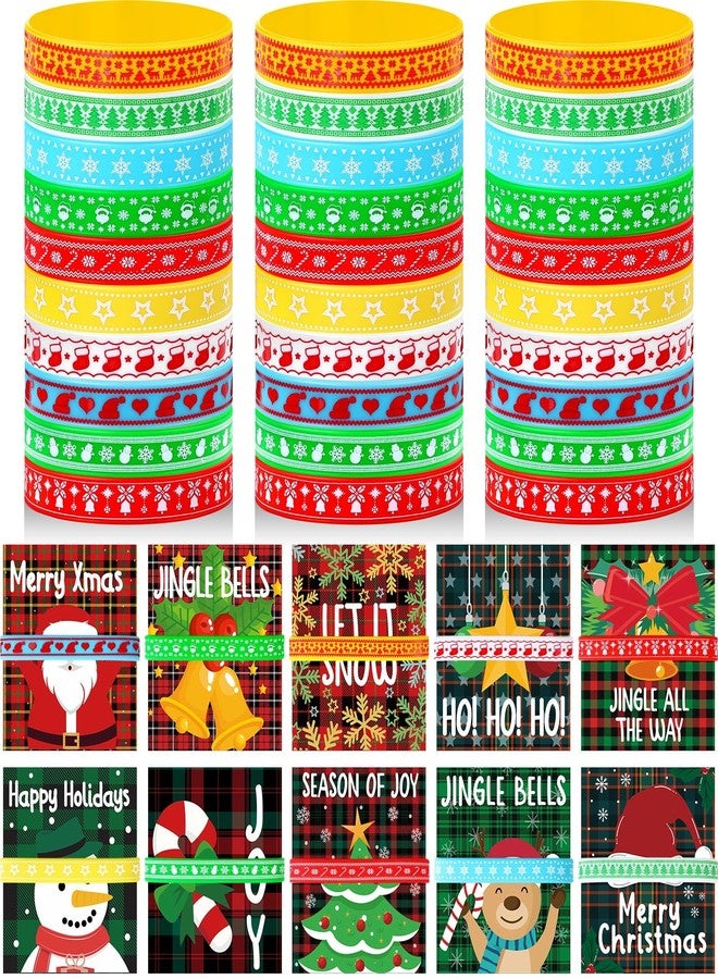 Equsion 100 Set Christmas Silicone Bracelets with Christmas Tags Xmas Rubber Wristbands Bulk for Stocking Stuffers Bracelets Silicone Wristband New Year Holiday Birthday Decoration Gift Supplies - Image 1