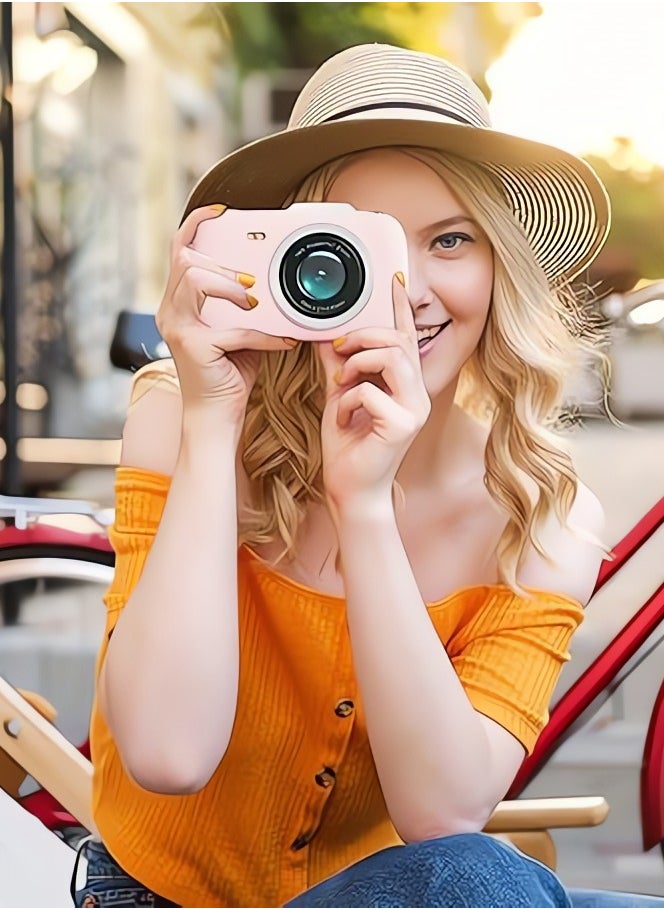 Generic - Digital Camera,5K Cameras for Photography,80MP UHD Portable Vlogging Camera,Cheap 18X Zoom Travel Point and Shoot Camera with 64GB TF Card,Photography Cameras for Beginners Teen - Pink - Image 1