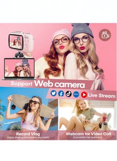 Generic Digital Camera,5K Cameras for Photography,80MP UHD Portable Vlogging Camera,Cheap 18X Zoom Travel Point and Shoot Camera with 64GB TF Card,Photography Cameras for Beginners Teen - Pink  - Image 4