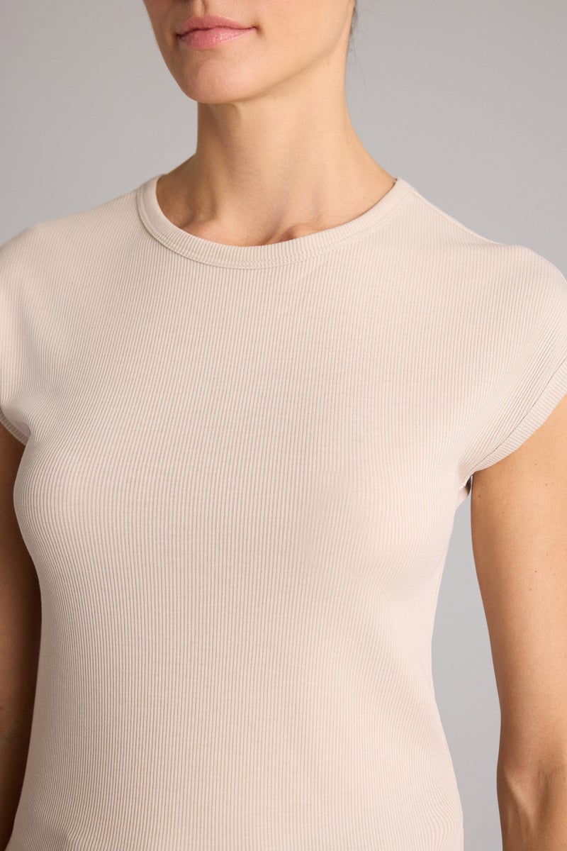 DeFacto Beige Woman Slim Fit Basic Ribbed T-Shirt Casual - Image 4