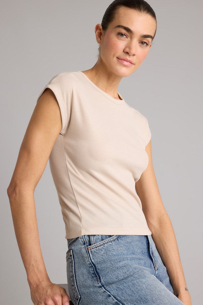 DeFacto Beige Woman Slim Fit Basic Ribbed T-Shirt Casual - Image 1