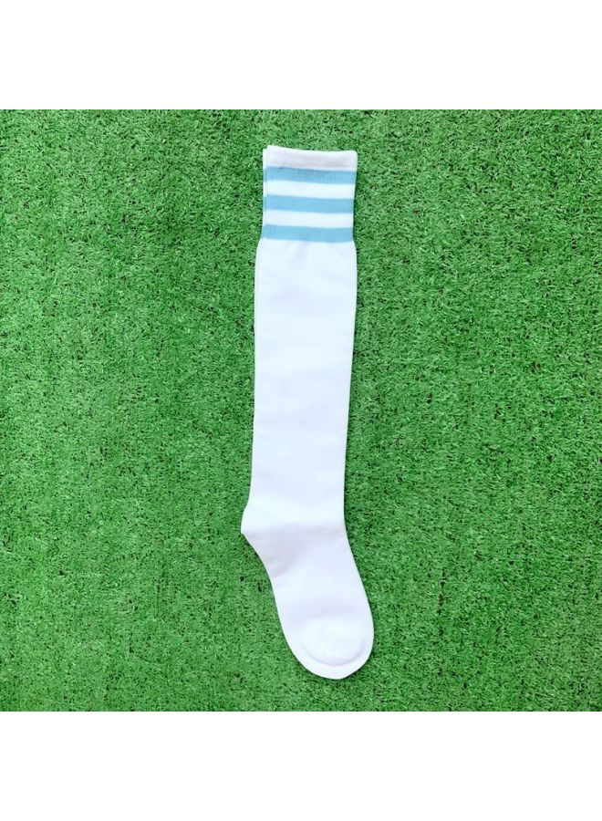 White Sky Blue Edge High Bounce Football Socks Students Children Adult Long Tube Dance Performance Cheerleading Sports Socks