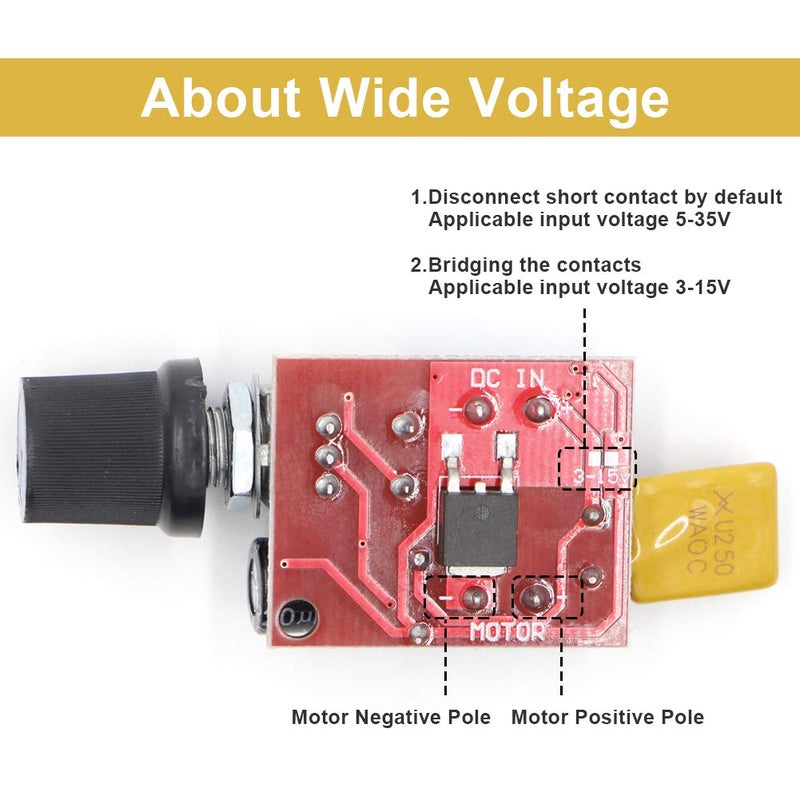 RioRand DC 3V 6V 12V 24V 35V 5A Motor Speed Controller PWM Speed Control Ultra Small LED Dimmer（2PCS） - Image 3
