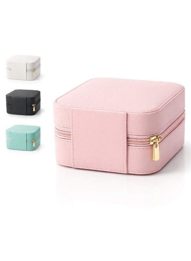 لوكاداه صندوق منظم مجوهرات للسفر للنساء، علبة مجوهرات صغيرة محمولة بسحاب، صندوق تخزين من الجلد الصناعي للخواتم والأقراط والقلائد، منظم مجوهرات صغير الحجم لحقيبة اليد - متعدد الألوان - Image 1