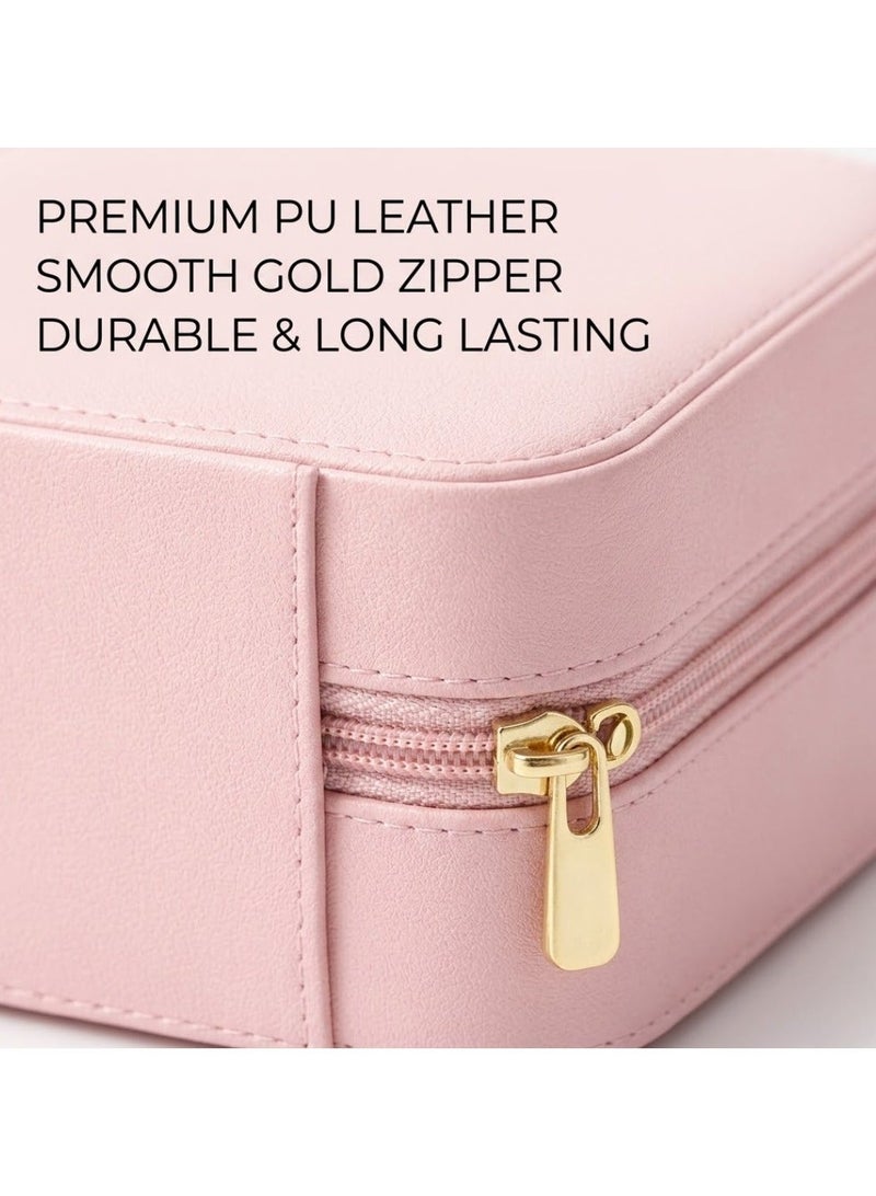 لوكاداه صندوق منظم مجوهرات للسفر للنساء، علبة مجوهرات صغيرة محمولة بسحاب، صندوق تخزين من الجلد الصناعي للخواتم والأقراط والقلائد، منظم مجوهرات صغير الحجم لحقيبة اليد - متعدد الألوان - Image 5