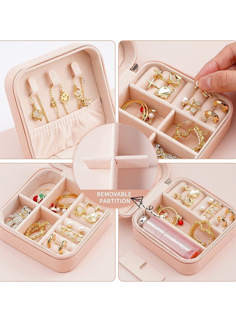 لوكاداه صندوق منظم مجوهرات للسفر للنساء، علبة مجوهرات صغيرة محمولة بسحاب، صندوق تخزين من الجلد الصناعي للخواتم والأقراط والقلائد، منظم مجوهرات صغير الحجم لحقيبة اليد - متعدد الألوان - Image 4