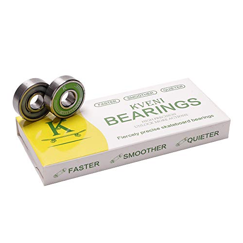 KVENI Premium Skateboard Bearings, Pro-Longboard Bearings, High-Speed 608rs-Ball Skate Bearing ABEC – for Skateboard, Quad Skate, Inline Rollerblades, Scooters Wheels and Spinners (Pack of 8) (Green) - Image 2