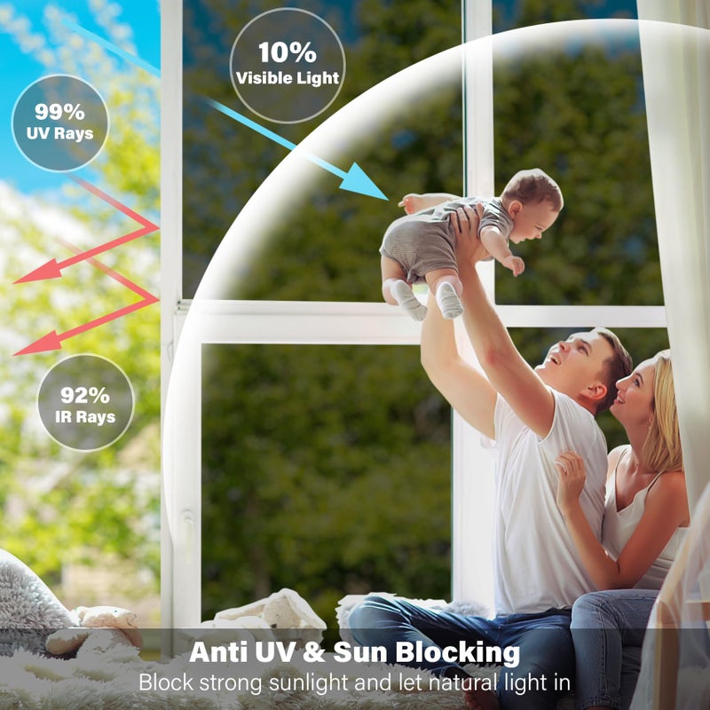 Kromapolis One Way Window Privacy Film Reflective Mirror Home Window Tint, Daytime Privacy Heat Control Anti UV Glass Tinting Static Cling (Black-Silver, 23.6 x 78.7 inch) - Image 3