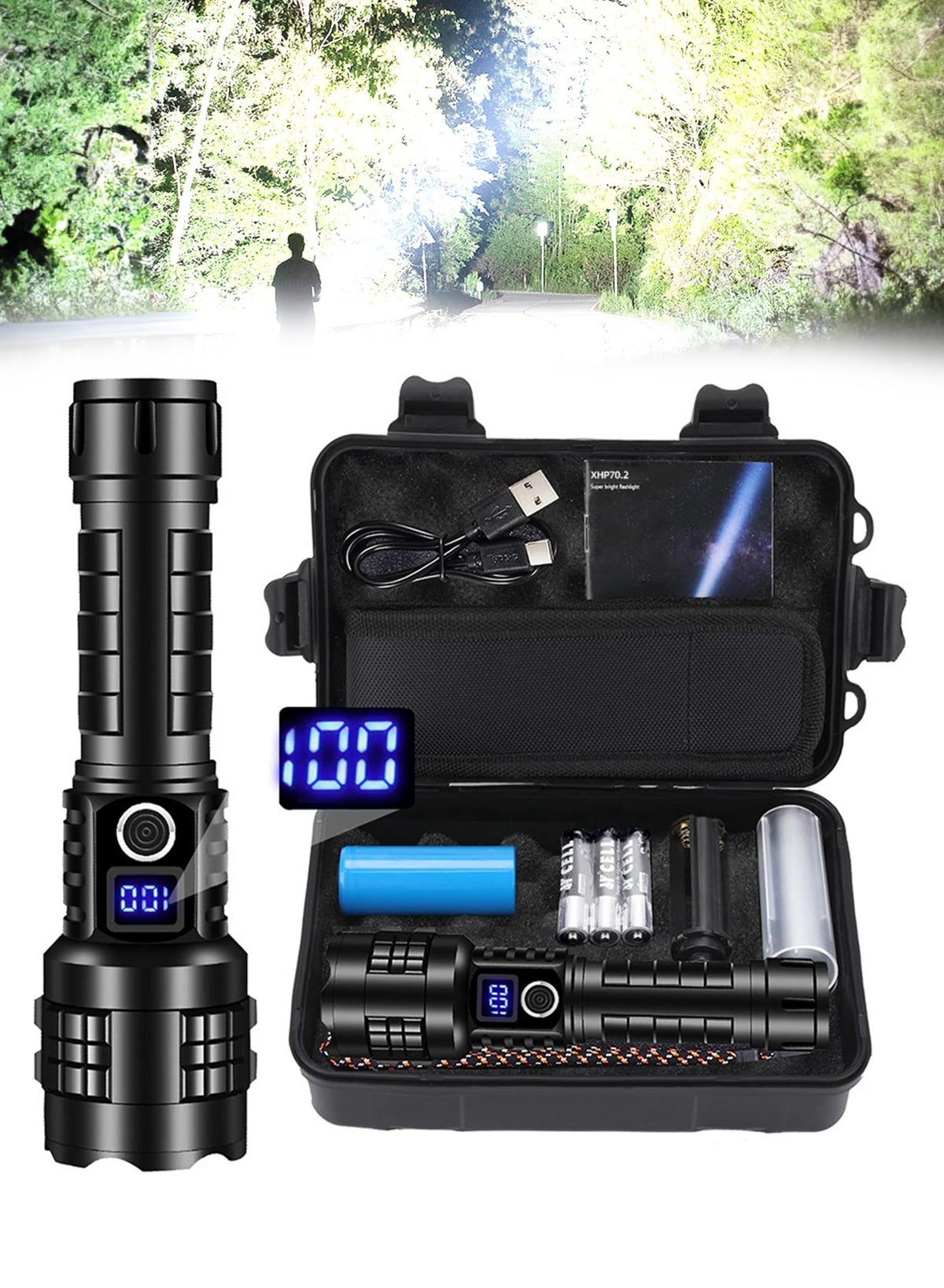 Jourvent Flashlight Led 20000 lumen, Torch Led Rechargeable high lumen ...