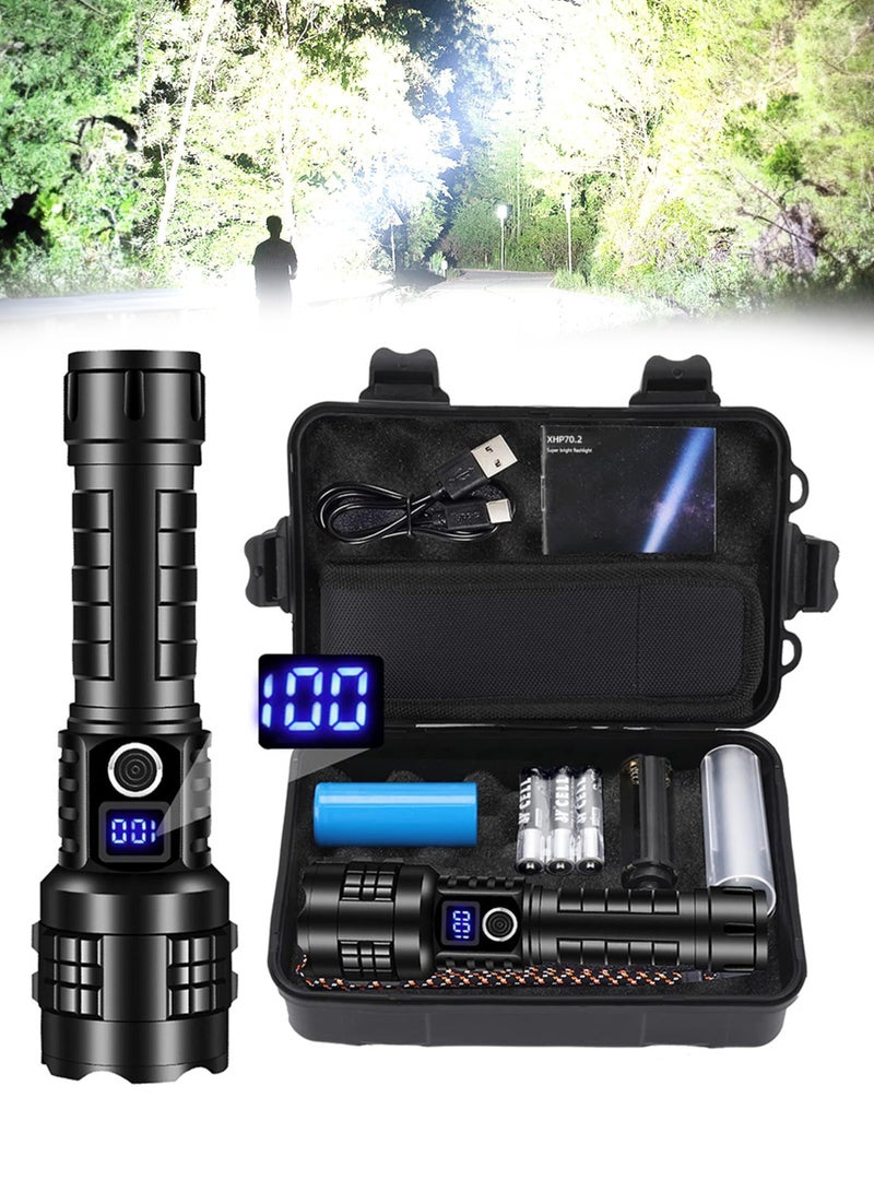 Jourvent Flashlight Led 20000 lumen, Torch Led Rechargeable high lumen XHP70.2, Tactical Flashlights Battery Powered IP67 Waterproof Zoomable, for Camping Hiking Emergency(with Battery) - Image 1