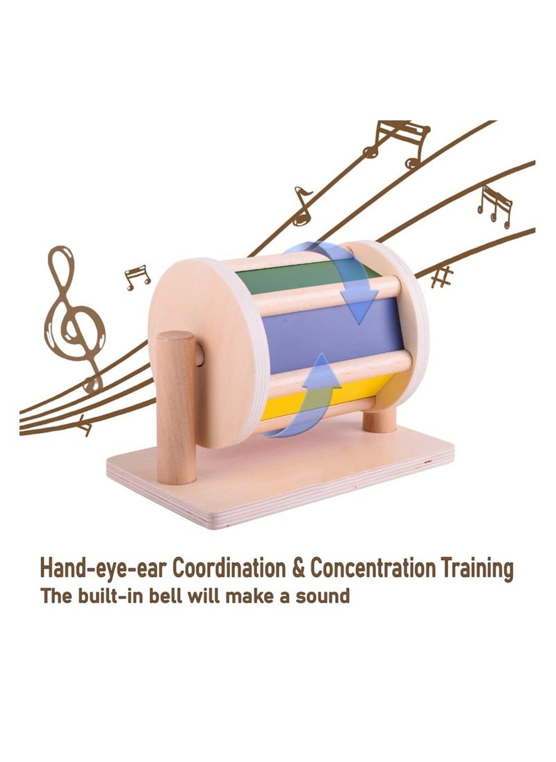 KASTWAVE Montessori Spinning Drum Toy for 6 Month Baby Infant, Infant Developmental Wooden Toy Montessori-inspired Baby Toy Educational Spinning Drum Montessori Toy for Boy Girls Christmas Birthday Gift  - Image 2