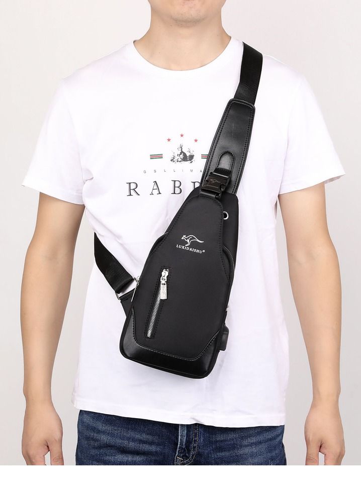 DubaiGallery حقيبة كتف مضادة للسرقة مقاومة للماء USB للرجال من أكسفورد متعددة الوظائف للسفر القصير - Image 2