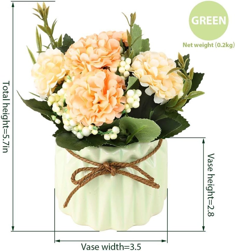 HOME ELEMENTS Artificial Flower with Ceramic Vase for Home Decor Hydrangea Bouquet Fake Flower Arrangements for Living Room Tabletop Showpiece Bedroom Office Desk Artificial Flower Plants (Pink) - Image 5