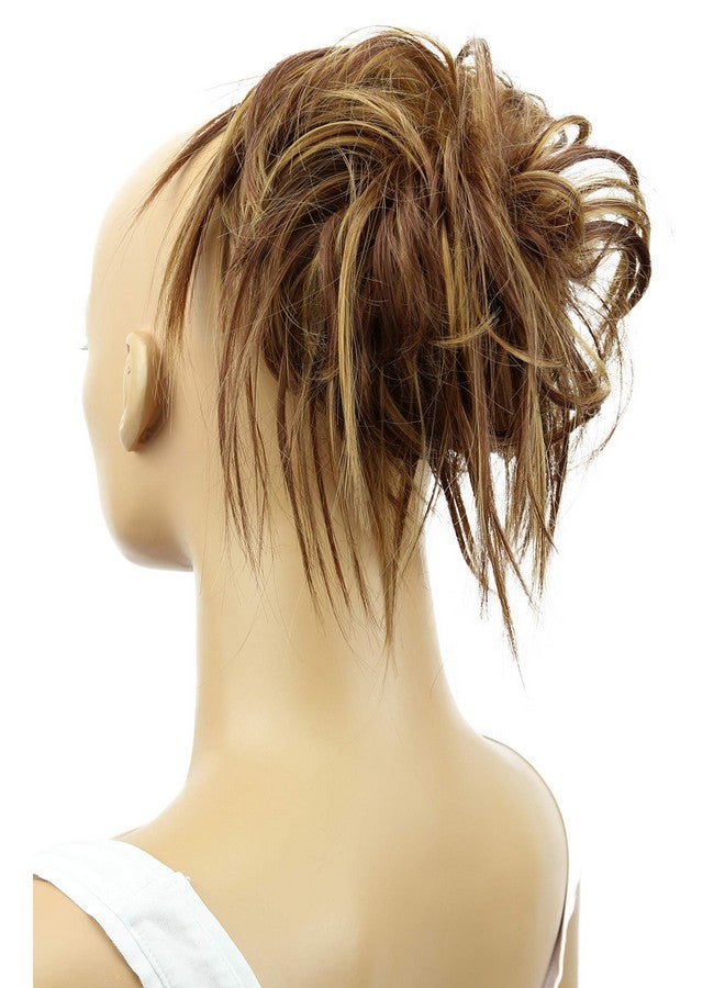 CAISHA By Prettyshop Xxl Hairpiece Scrunchie Updo Voluminous Slightly Wavy Messy Bun Brown Blonde Mix G23F - Image 3