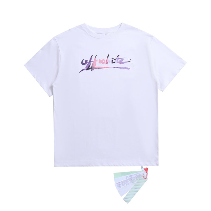 2024 Off Whale-White Logo Printing Men'S And Women'S Fashion Brand Short Sleeve A Generation Of Hair - Image 4