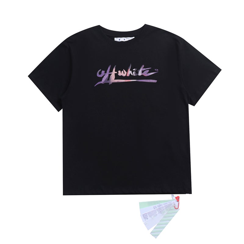 2024 Off Whale-White Logo Printing Men'S And Women'S Fashion Brand Short Sleeve A Generation Of Hair - Image 1