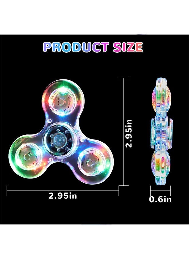 Wffo 2 Pcs Fidget Spinner for Kids Adults Light up Sensory Fidget Toys for Kids 4-8-12, Classroom Prizes LED Glow in The Dark Hand Spinner for ADHD Autism Boys Girls Teacher Gift for Kids - Image 2