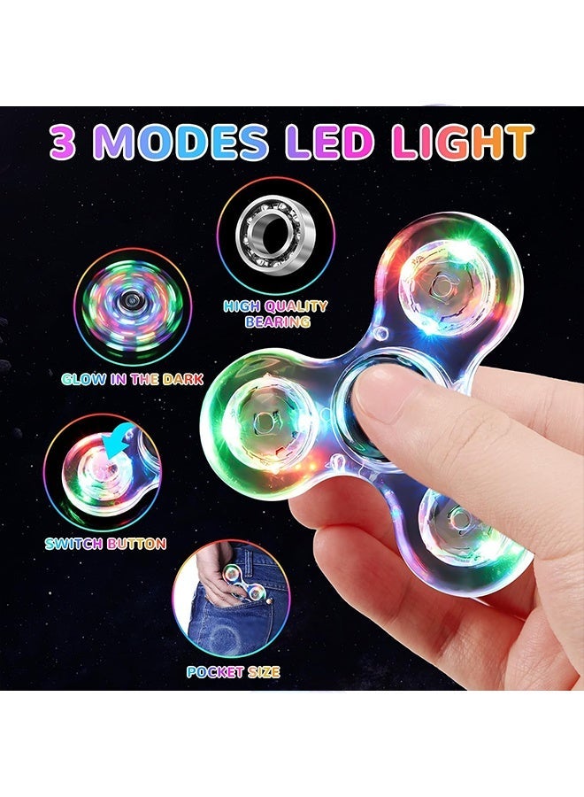 Wffo 2 Pcs Fidget Spinner for Kids Adults Light up Sensory Fidget Toys for Kids 4-8-12, Classroom Prizes LED Glow in The Dark Hand Spinner for ADHD Autism Boys Girls Teacher Gift for Kids - Image 4