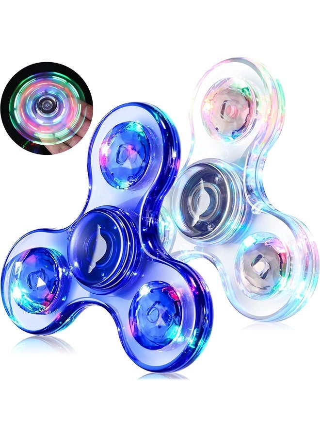 Wffo 2 Pcs Fidget Spinner for Kids Adults Light up Sensory Fidget Toys for Kids 4-8-12, Classroom Prizes LED Glow in The Dark Hand Spinner for ADHD Autism Boys Girls Teacher Gift for Kids - Image 1