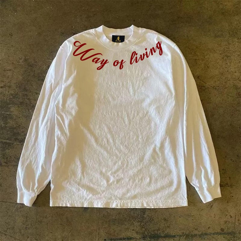 Make money and do charity, three needles 310 pure cotton double yarn! Upward hero opaque American couple long-sleeved T-shirt for men - Image 3